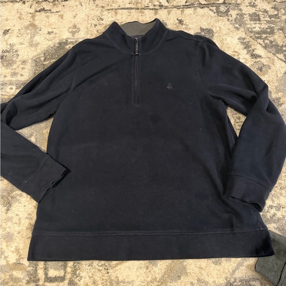 Brooks Brothers Men's Dark Blue Zip-Up Sweater